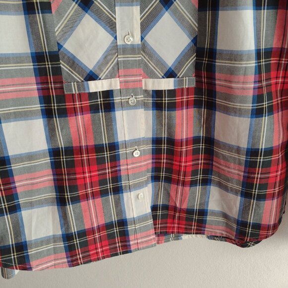 J Crew Womens Plaid Tartan Shirt 4 S Red White Festive Holiday Button Front Top - Picture 6 of 10